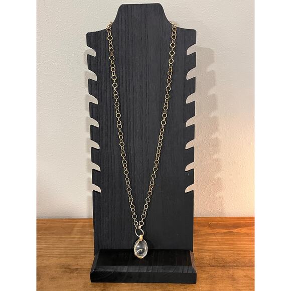 Stella & Dot Gold Link Chain Necklace with Clear Glass Orb Pendant with Snake - Picture 4 of 5